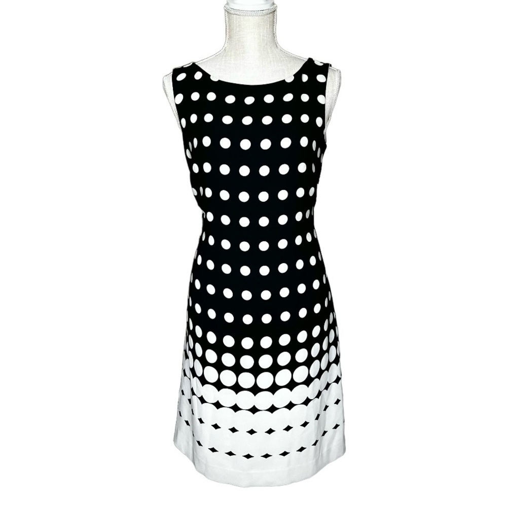 Banana Republic Dress Size 8 Black & White Polka Dot Pencil Dress